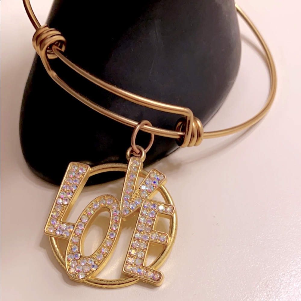 Gold Expandable Bracelet with Charms